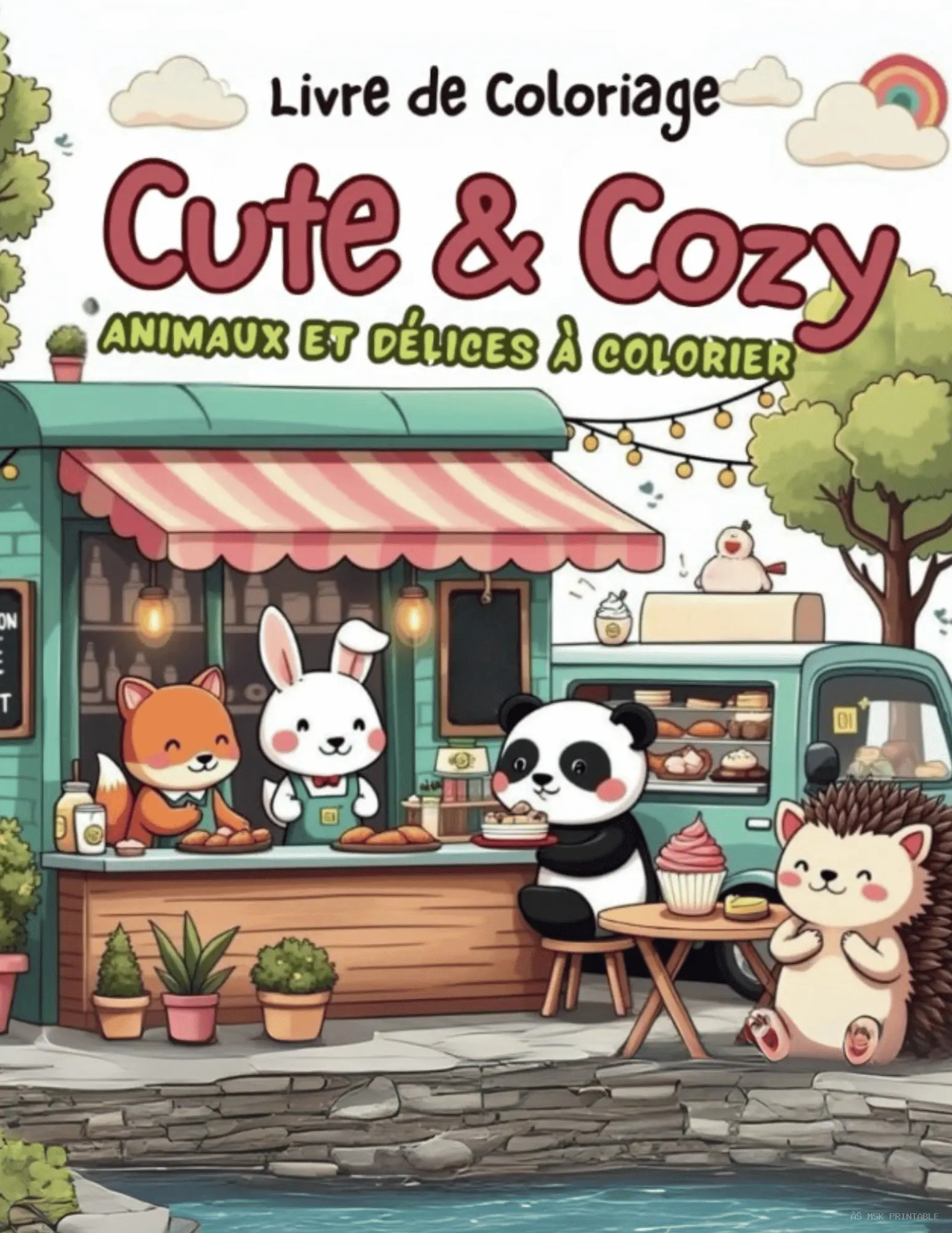Livre de Coloriage Cute and Cozy Café, Animaux et Délices