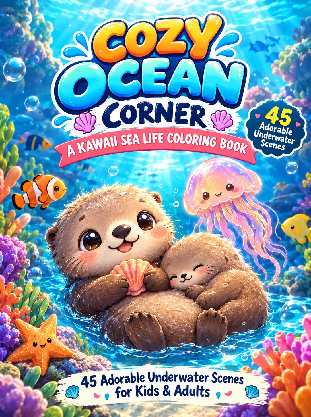 Cozy Ocean Corner – Kawaii Sea Life Coloring Book