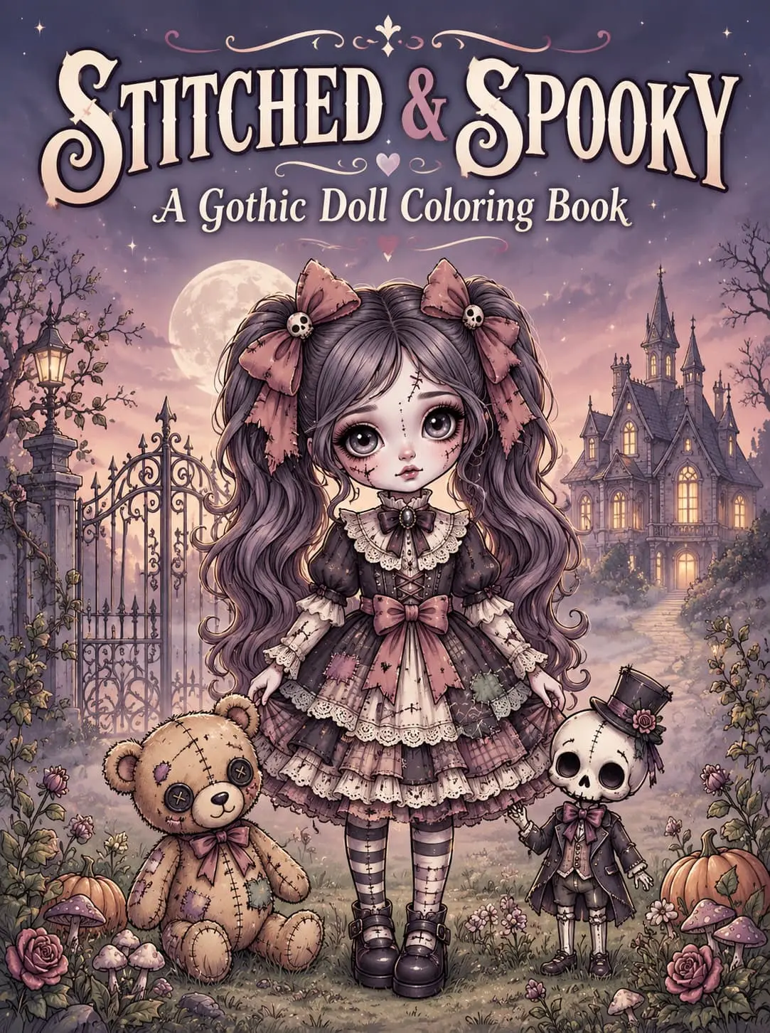 Stitched And Spooky – Gothic Doll Coloring Pages