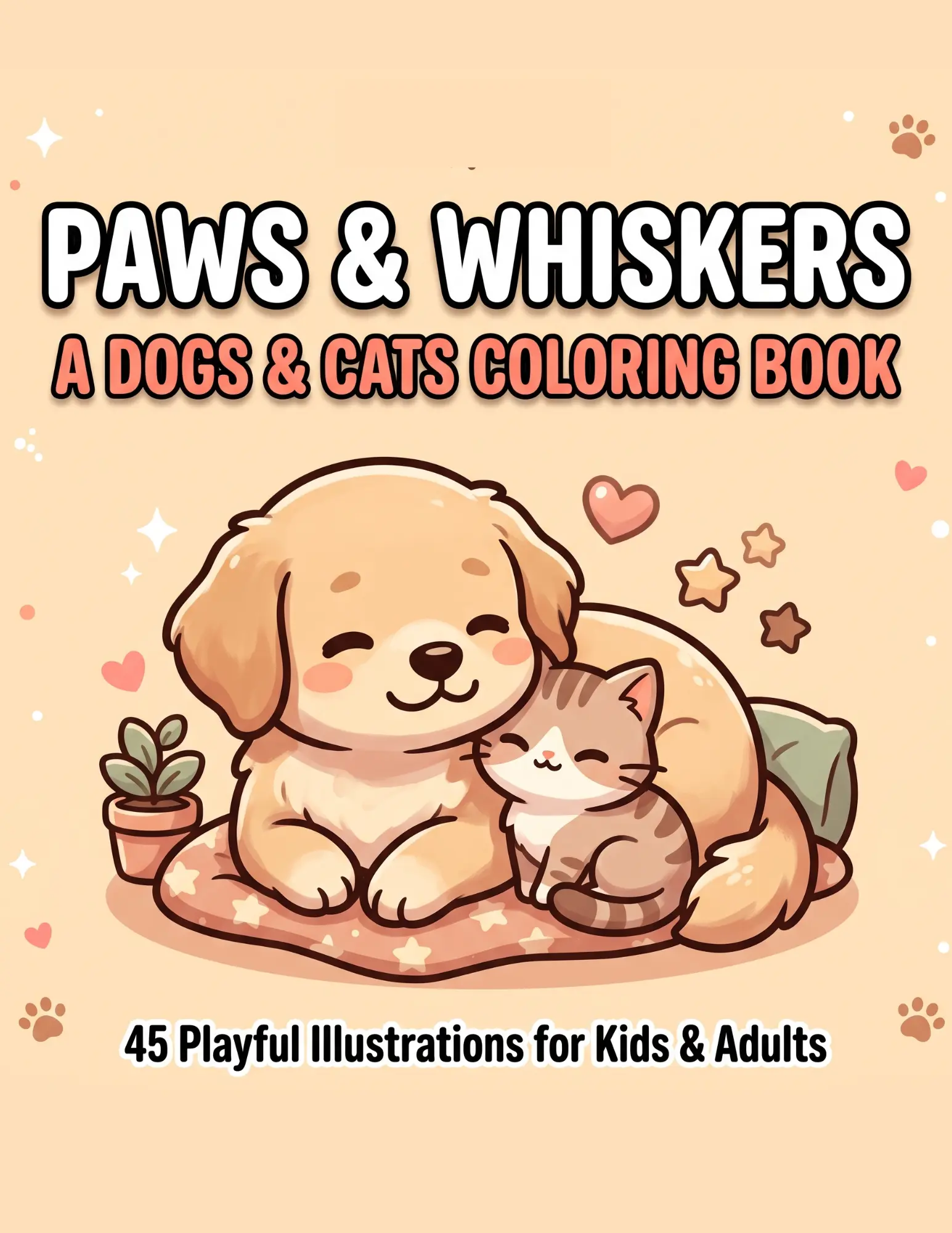 Paws and Whiskers, A Dogs and Cats Coloring Book.